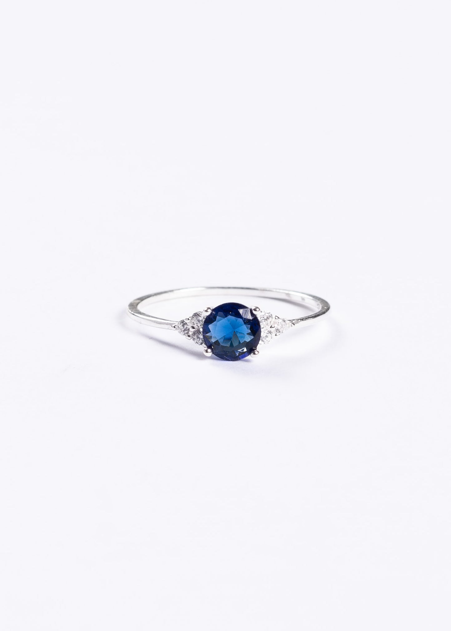 Anillo punto luz zirconia azul plata 925