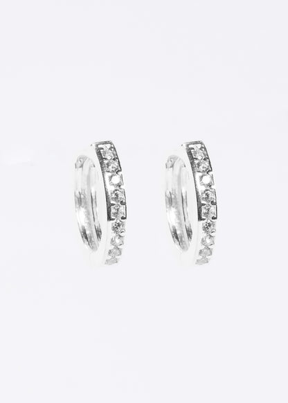 Caravanas aros huggies 12mm zirconias plata 925