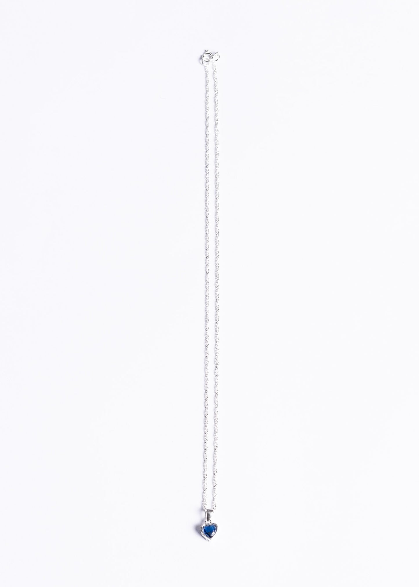 Cadena singapur con dije corazón azul plata 925