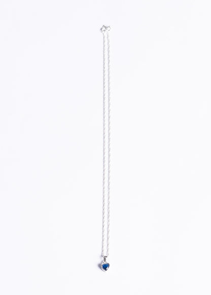 Cadena singapur con dije corazón azul plata 925