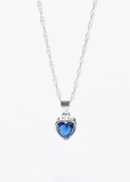 Cadena singapur con dije corazón azul plata 925
