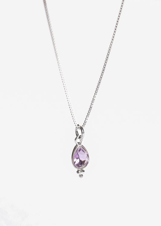 Cadena collar con dije amatista esferas plata 925 - Transformación