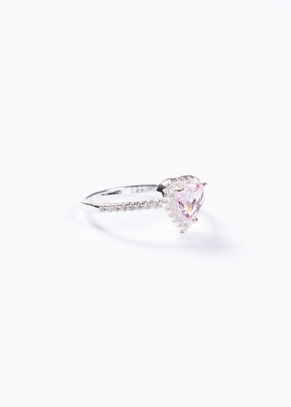 Anillo promesa corazón zirconia rosa plata 925