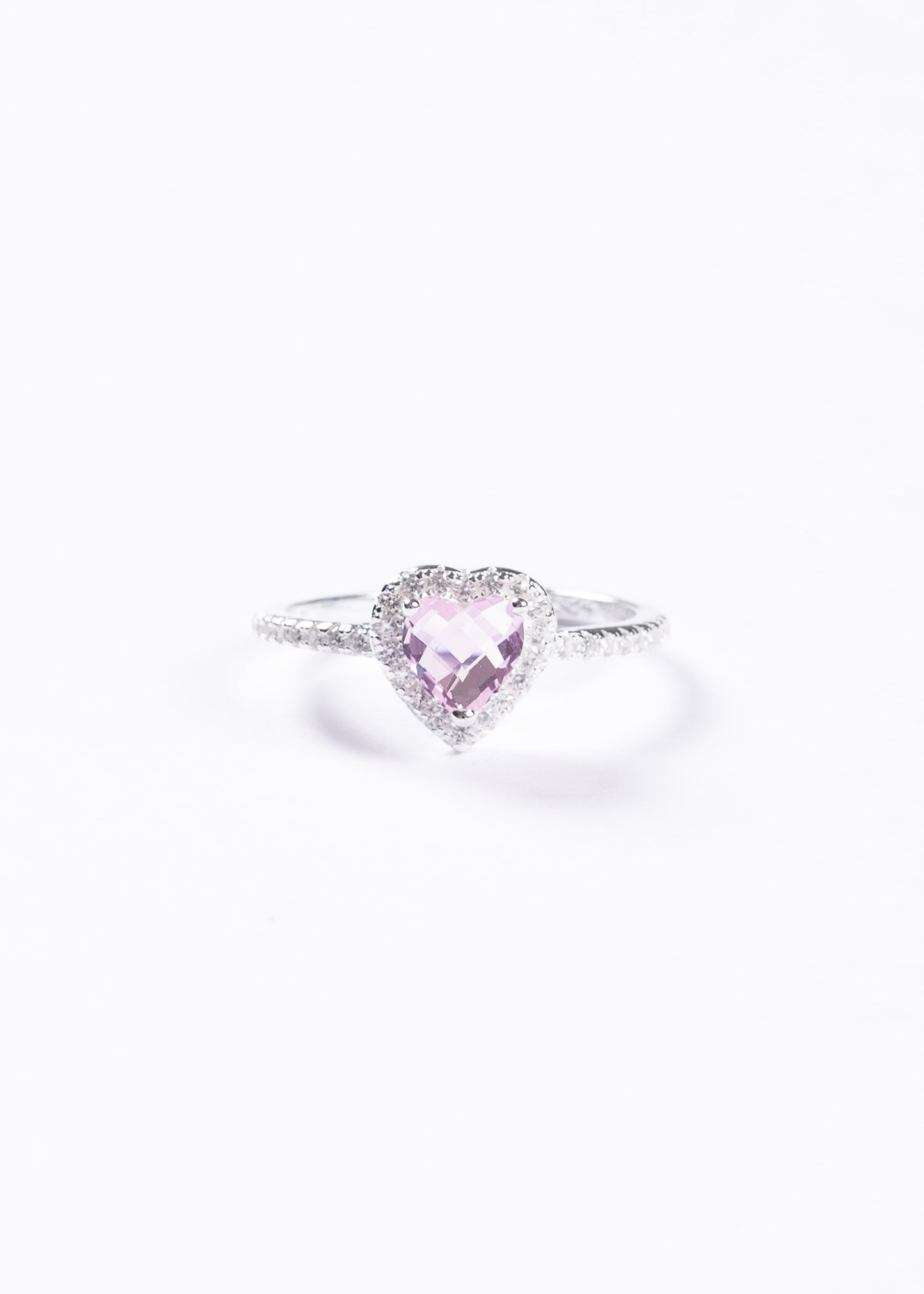 Anillo promesa corazón zirconia rosa plata 925