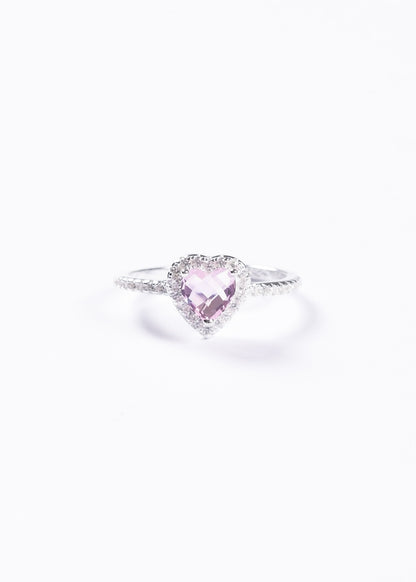 Anillo promesa corazón zirconia rosa plata 925