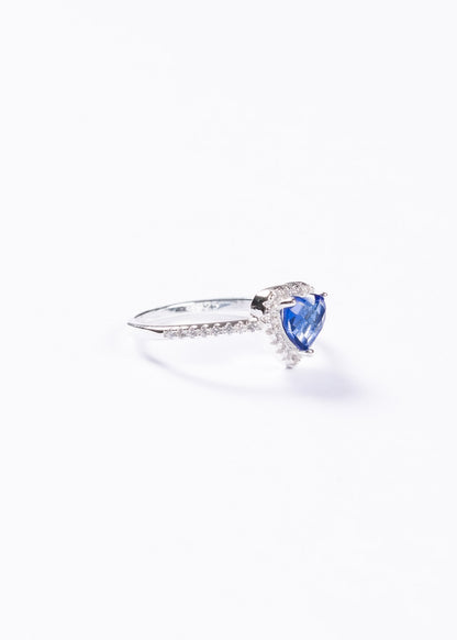 Anillo promesa corazón zirconia azul plata 925