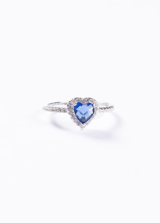 Anillo promesa corazón zirconia azul plata 925