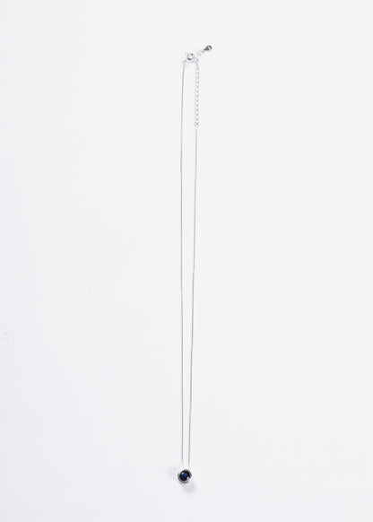 Cadena collar punto luz grande 8mm zirconia azul plata 925