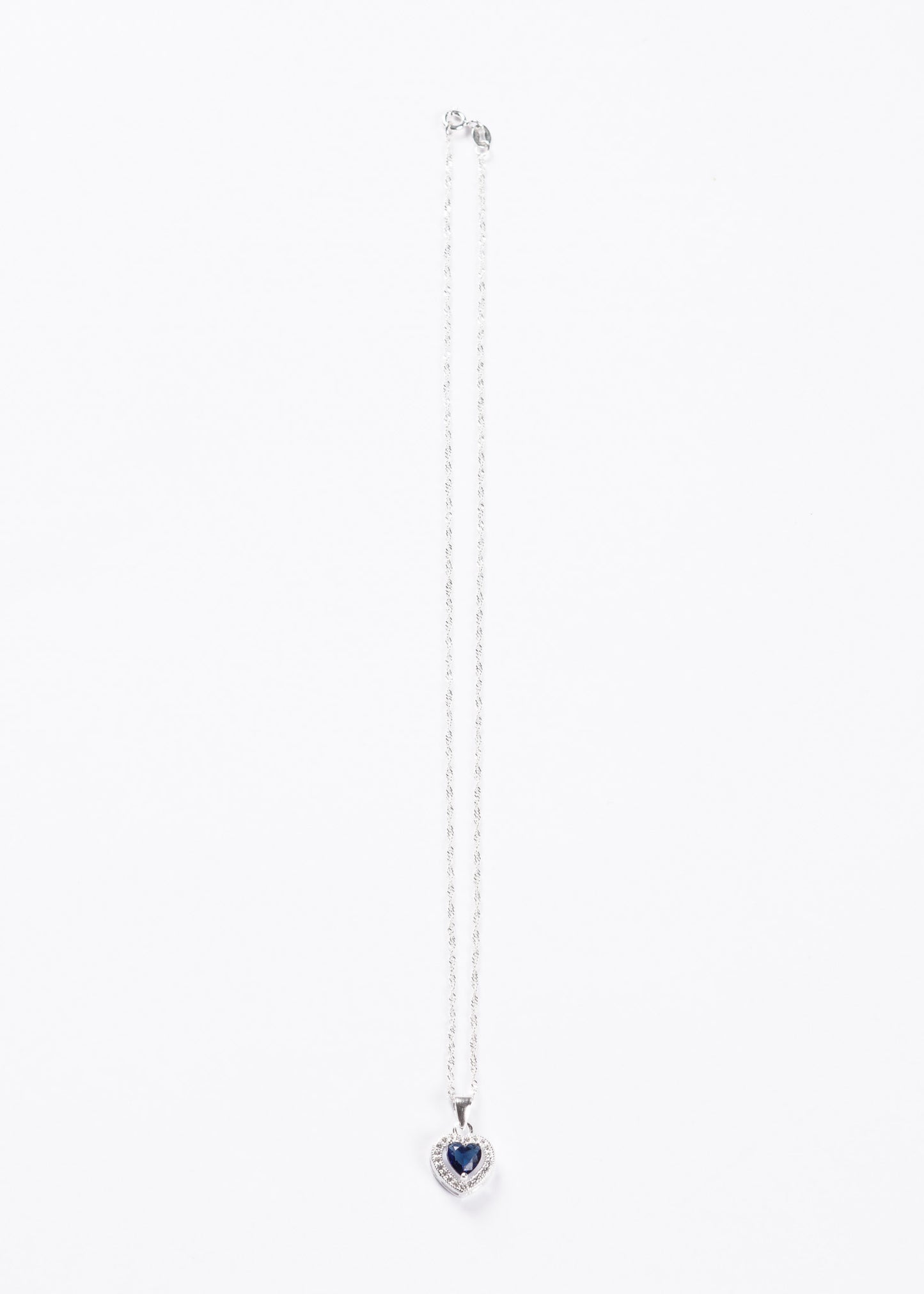 Cadena collar promesa corazón zirconia azul plata 925