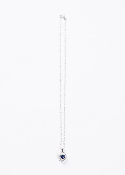 Cadena collar promesa corazón zirconia azul plata 925