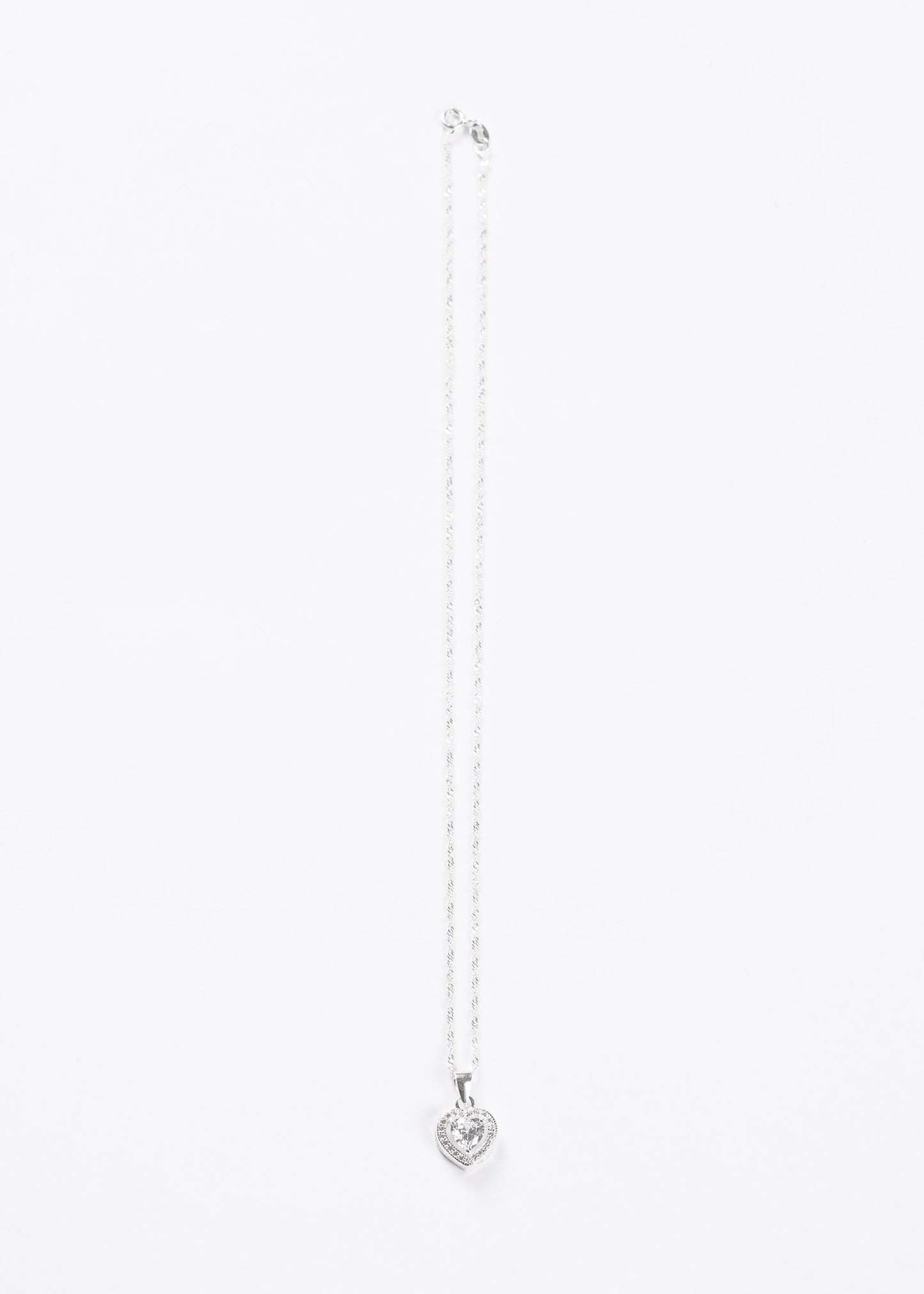 Cadena collar promesa corazón zirconia blanca plata 925