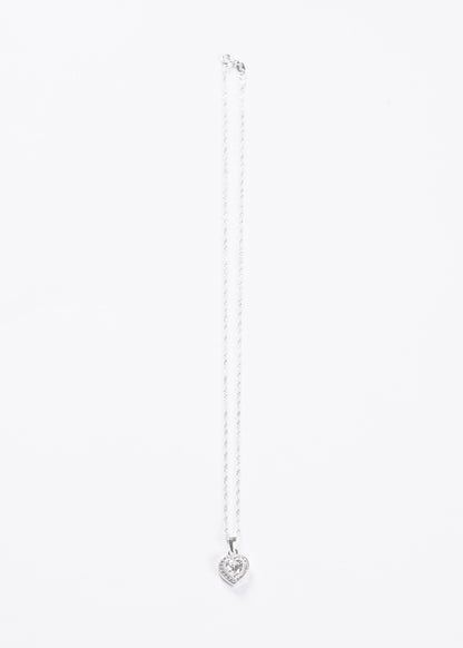 Cadena collar promesa corazón zirconia blanca plata 925