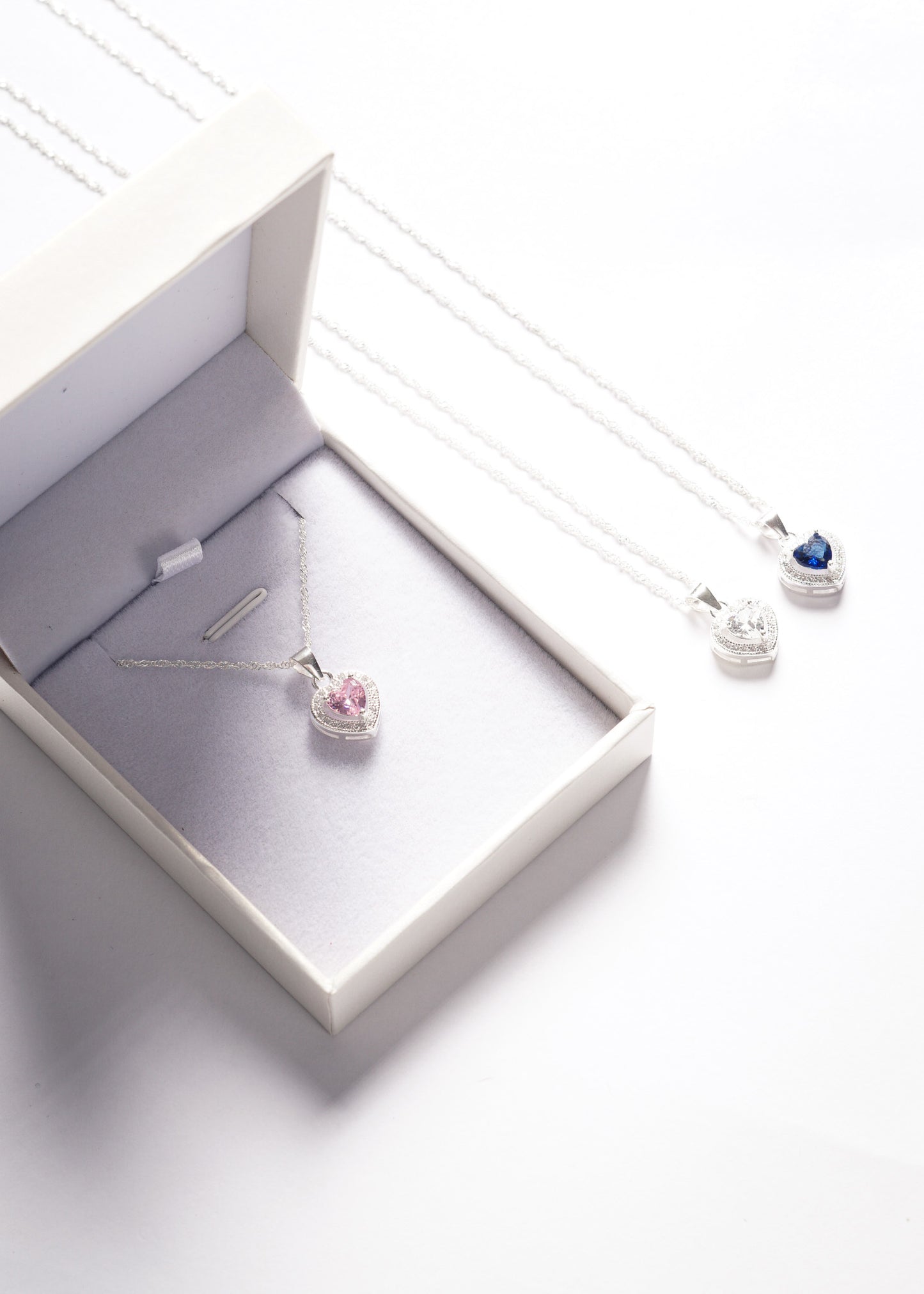 Cadena collar promesa corazón zirconia azul plata 925