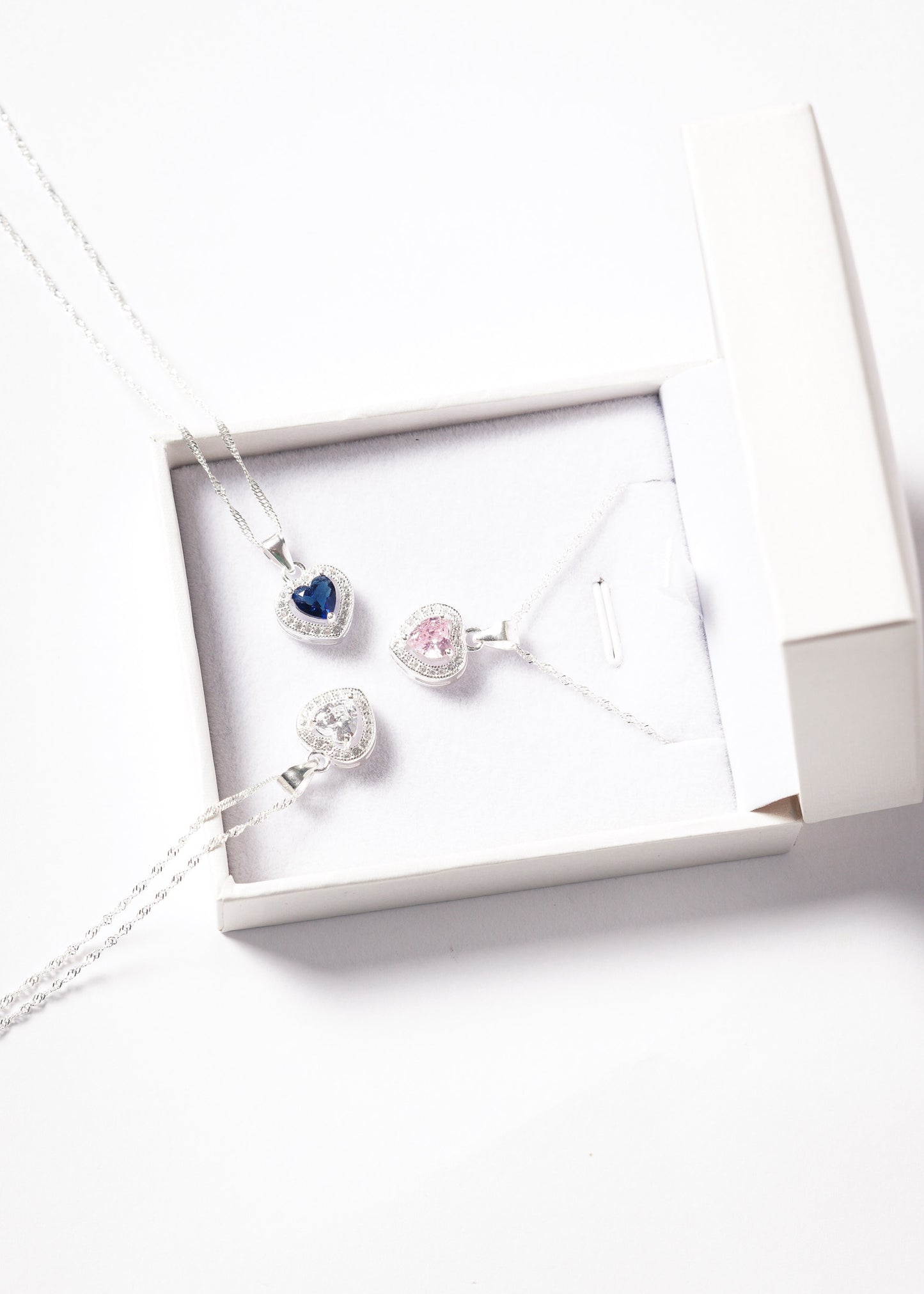 Cadena collar promesa corazón zirconia azul plata 925
