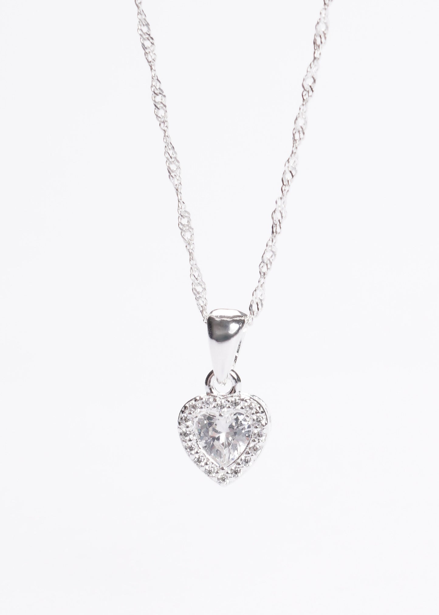 Cadena collar promesa corazón chico zirconia blanca plata 925