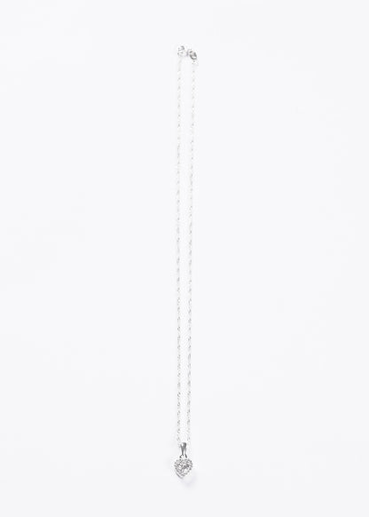 Cadena collar promesa corazón chico zirconia blanca plata 925