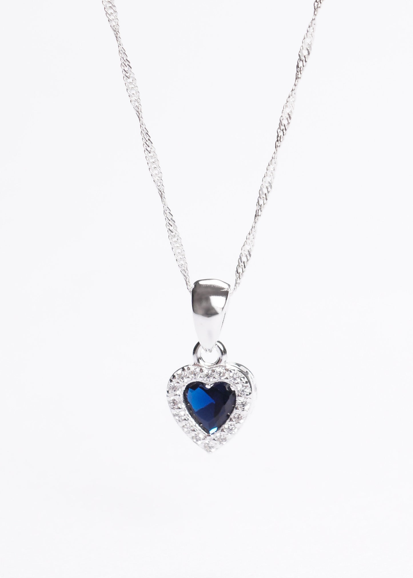 Cadena collar promesa corazón chico zirconia azul plata 925