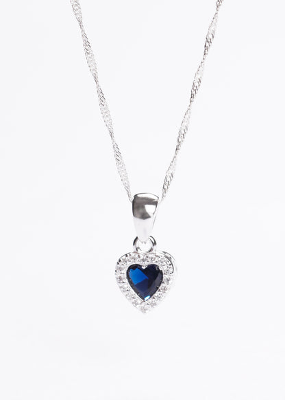 Cadena collar promesa corazón chico zirconia azul plata 925