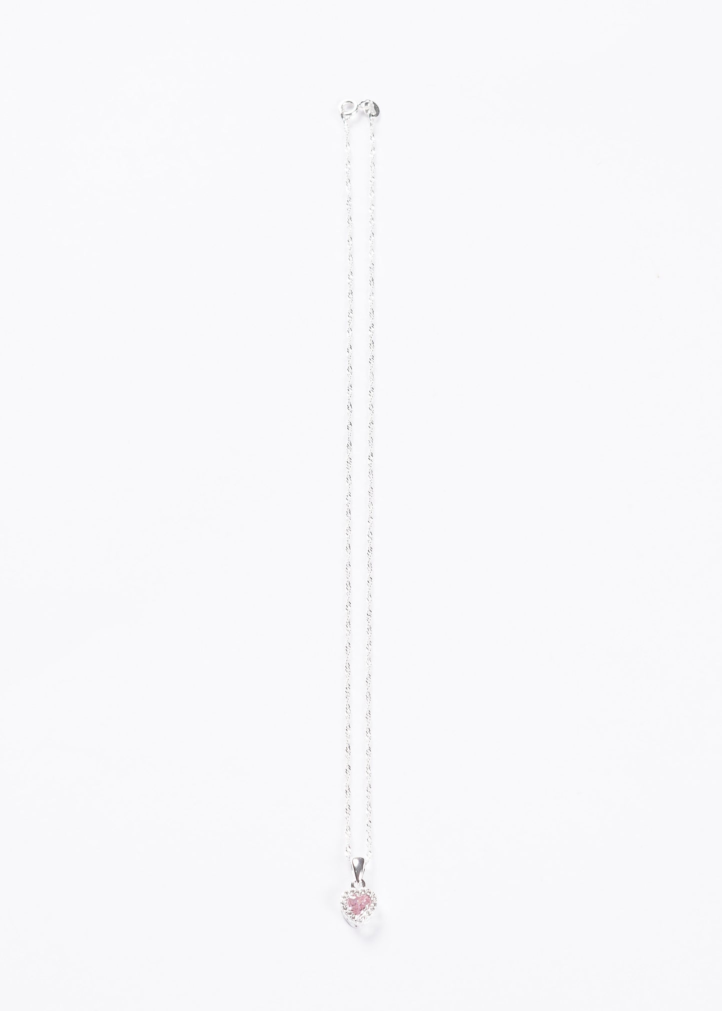 Cadena collar promesa corazón chico zirconia rosa plata 925