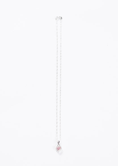 Cadena collar promesa corazón chico zirconia rosa plata 925