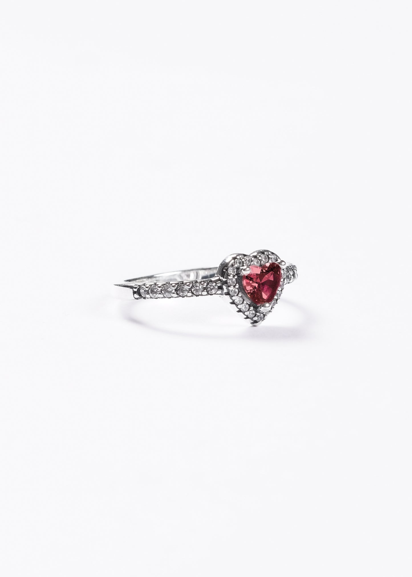 Anillo corazón promesa zirconia roja plata 925
