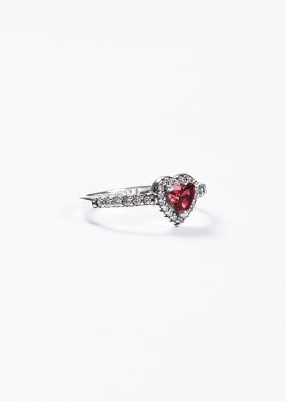 Anillo corazón promesa zirconia roja plata 925