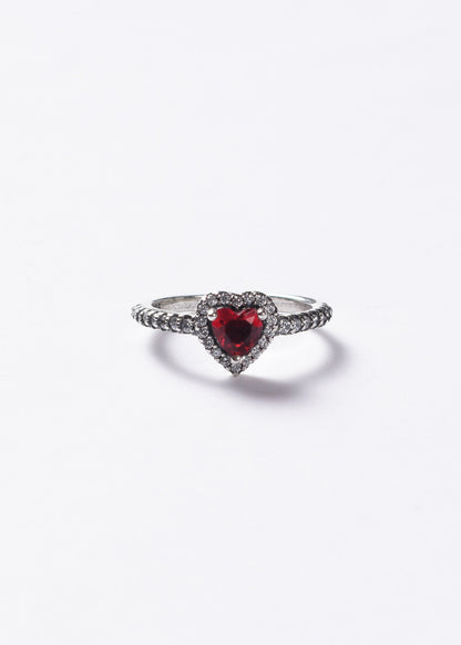 Anillo corazón promesa zirconia roja plata 925