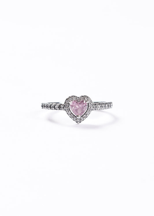 Anillo corazón promesa zirconia rosa plata 925