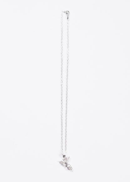 Cadena collar dije colibrí grande zirconia blanca plata 925