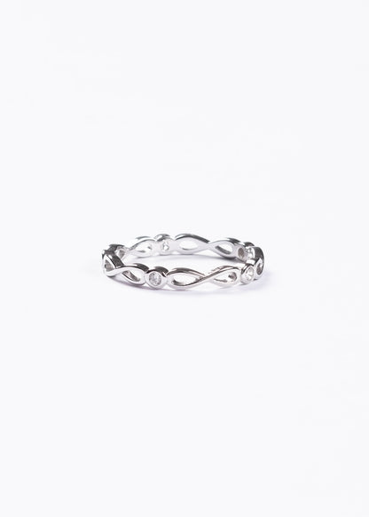 Anillo entrelazado infinito con puntos luz plata 925