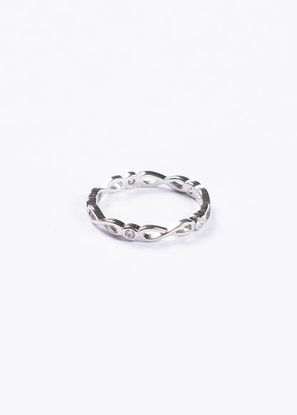 Anillo entrelazado infinito con puntos luz plata 925