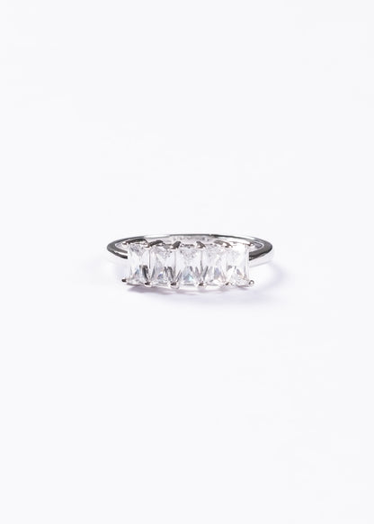 Anillo frente de zirconias plata 925