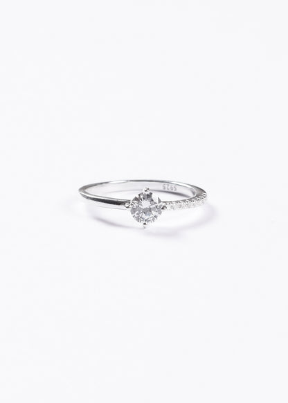 Anillo cintillo 4 puntas mitad zirconias plata 925