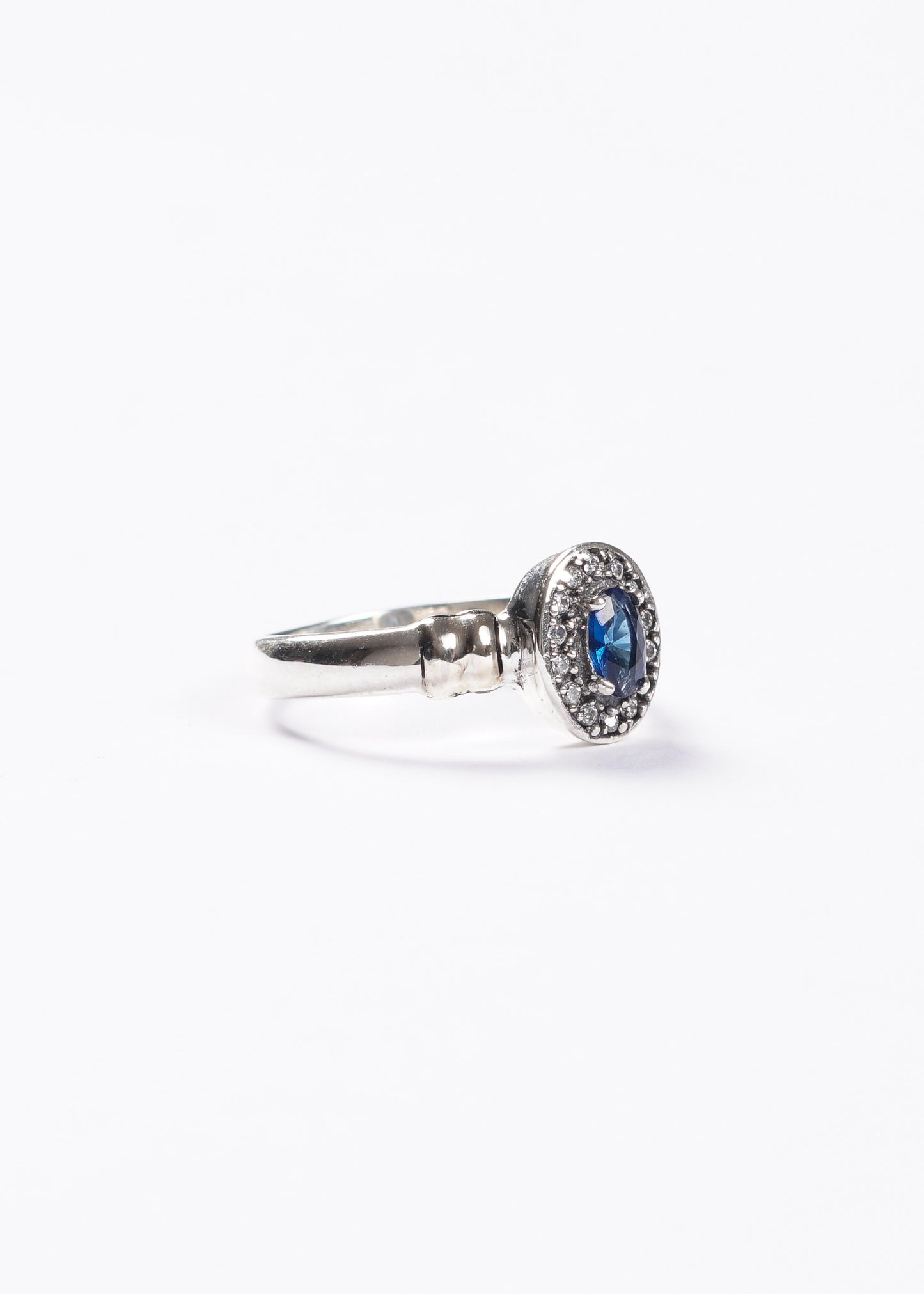 Anillo solitario multi zirconias azul plata 925 & doublé de oro