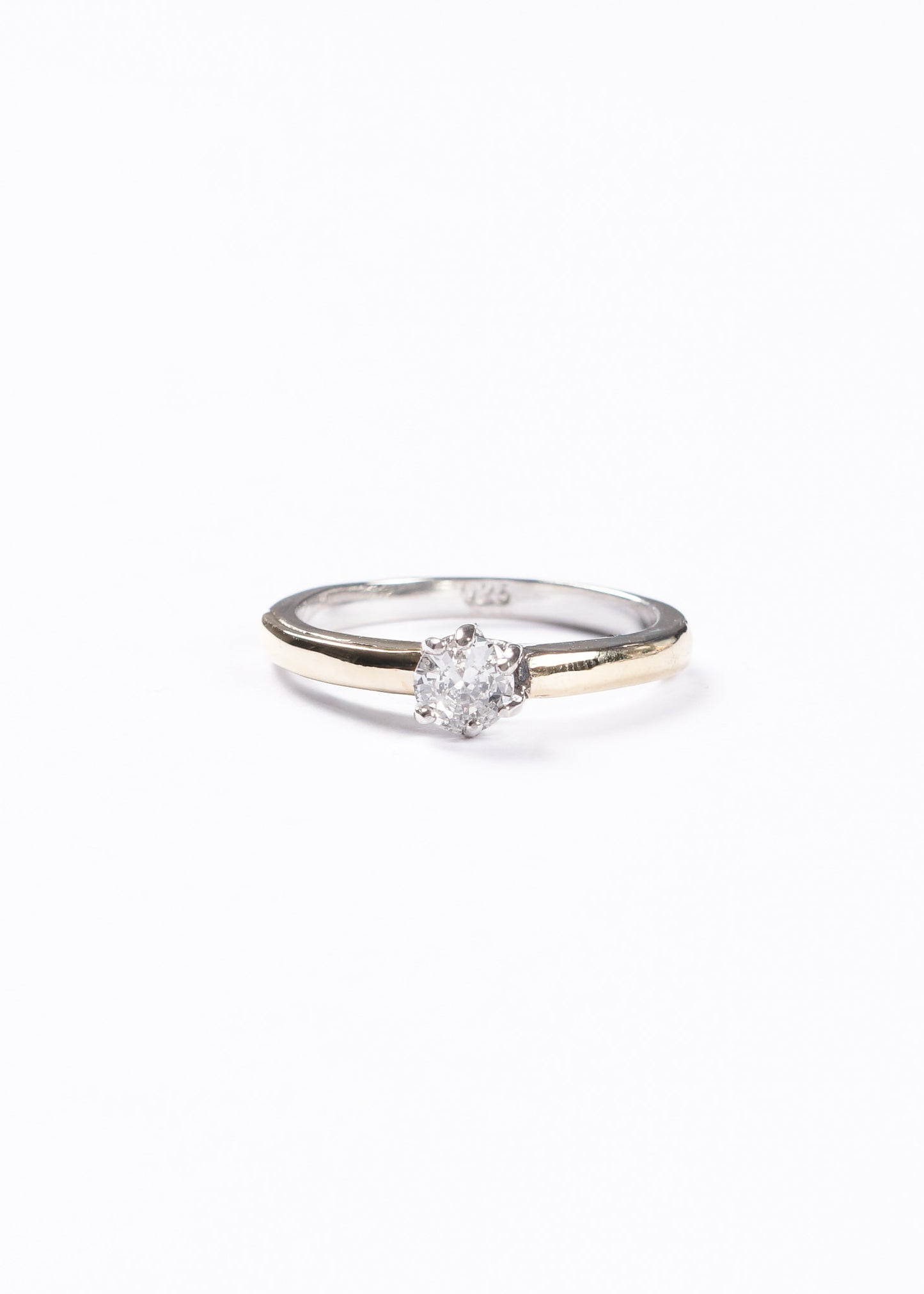 Anillo cintillo clásico plata 925 & doublé de oro