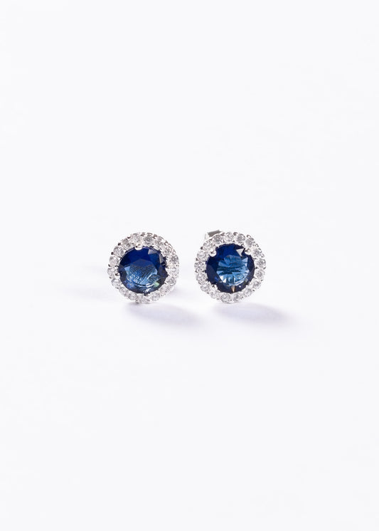 Caravanas lady di zirconia azul plata 925