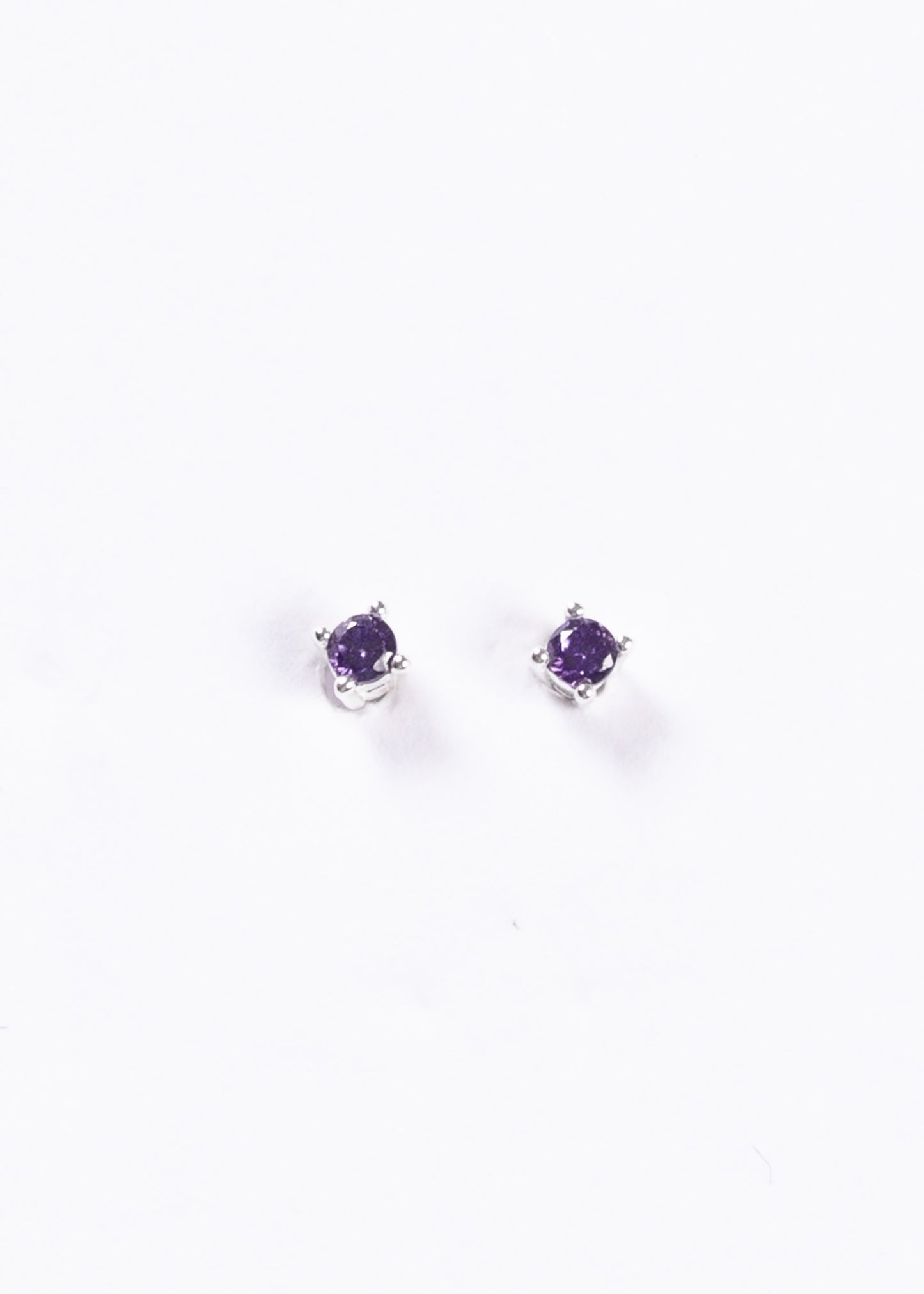 Caravanas mini 2mm brillo zirconia violeta plata 925