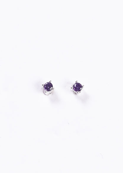 Caravanas mini 2mm brillo zirconia violeta plata 925