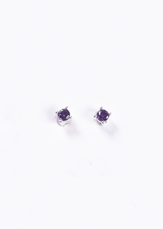 Caravanas mini 2mm brillo zirconia violeta plata 925
