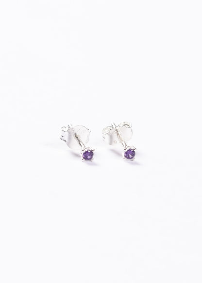 Caravanas mini 2mm brillo zirconia violeta plata 925
