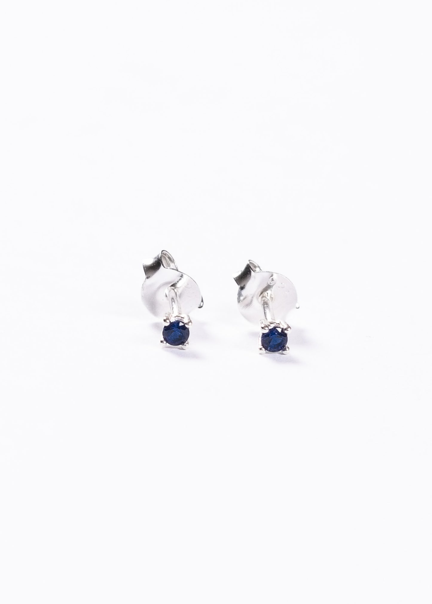 Caravanas mini 2mm brillo zirconia azul plata 925