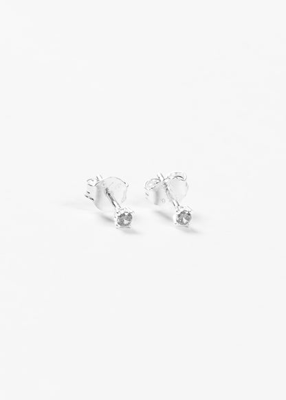Caravanas mini 2mm brillo zirconia blanca plata 925