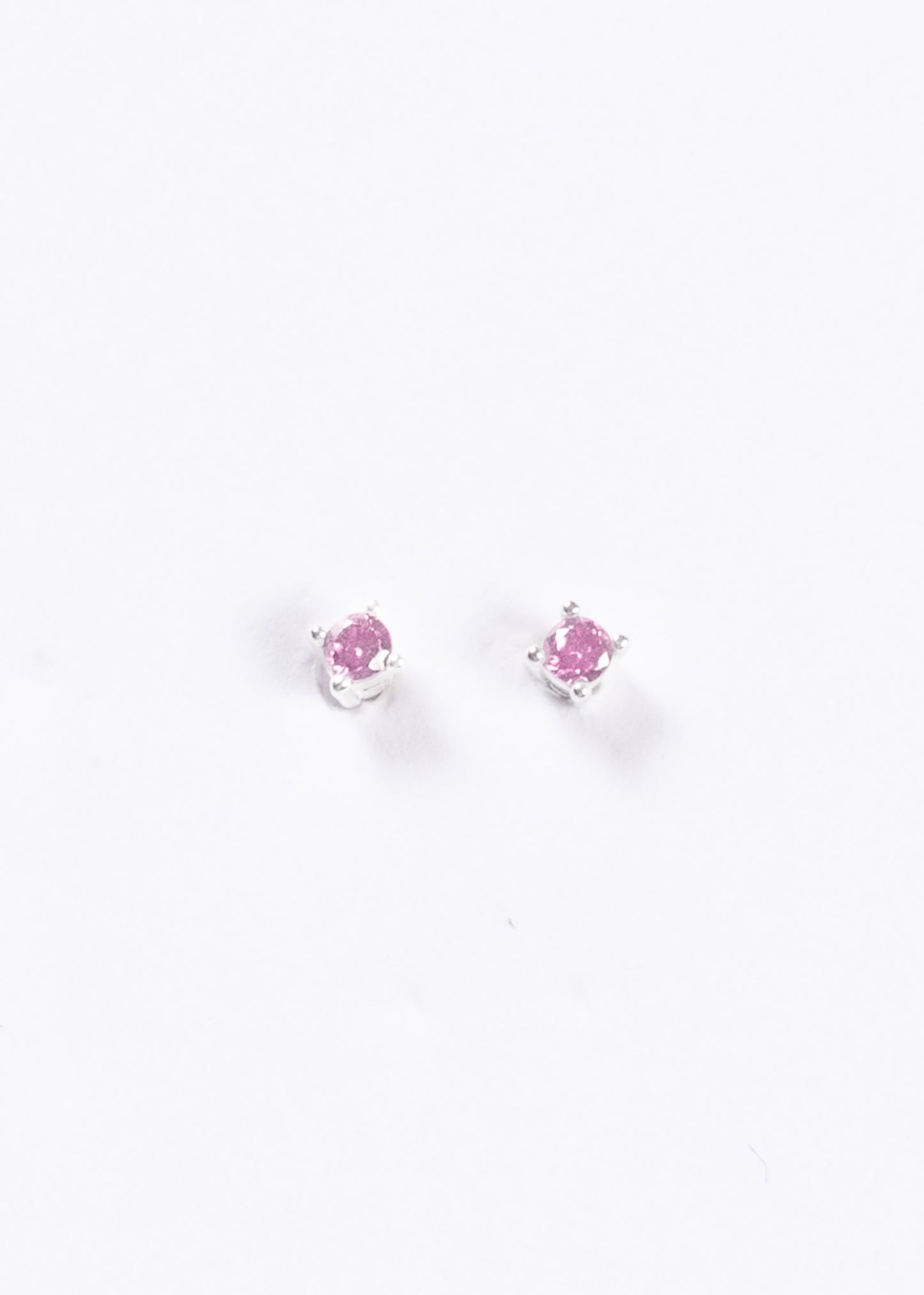 Caravanas mini 2mm brillo zirconia rosa plata 925