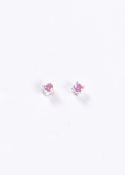 Caravanas mini 2mm brillo zirconia rosa plata 925