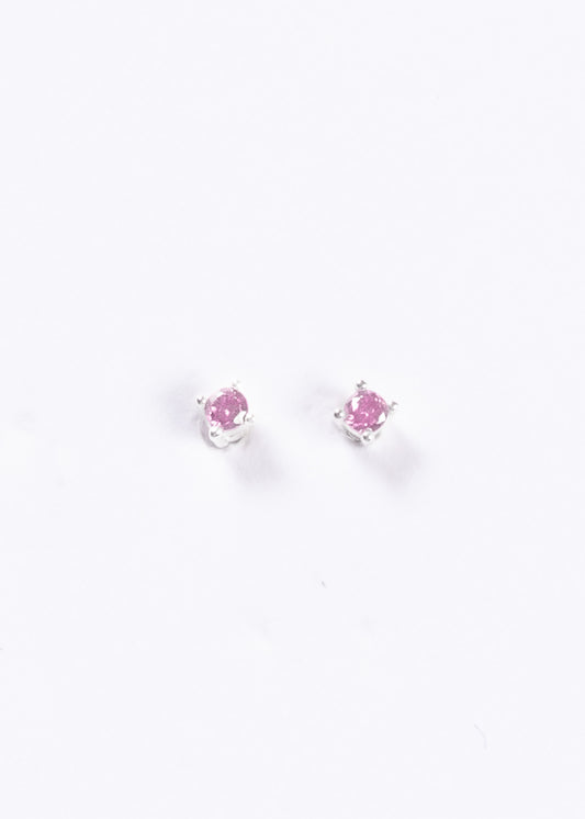 Caravanas mini 2mm brillo zirconia rosa plata 925