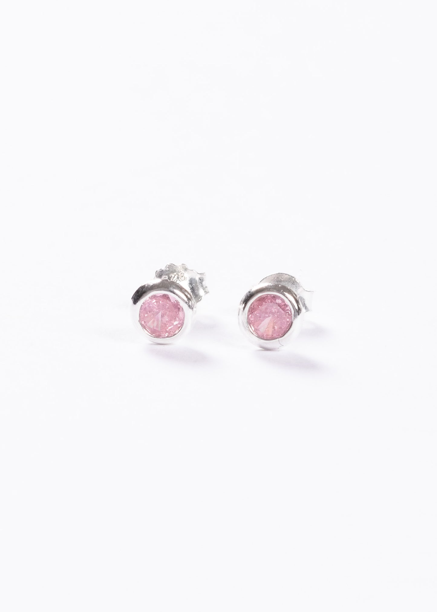 Caravanas punto luz rosa 6mm plata 925