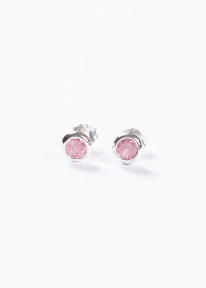 Caravanas punto luz rosa 6mm plata 925