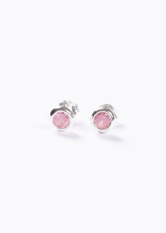 Caravanas punto luz rosa 6mm plata 925