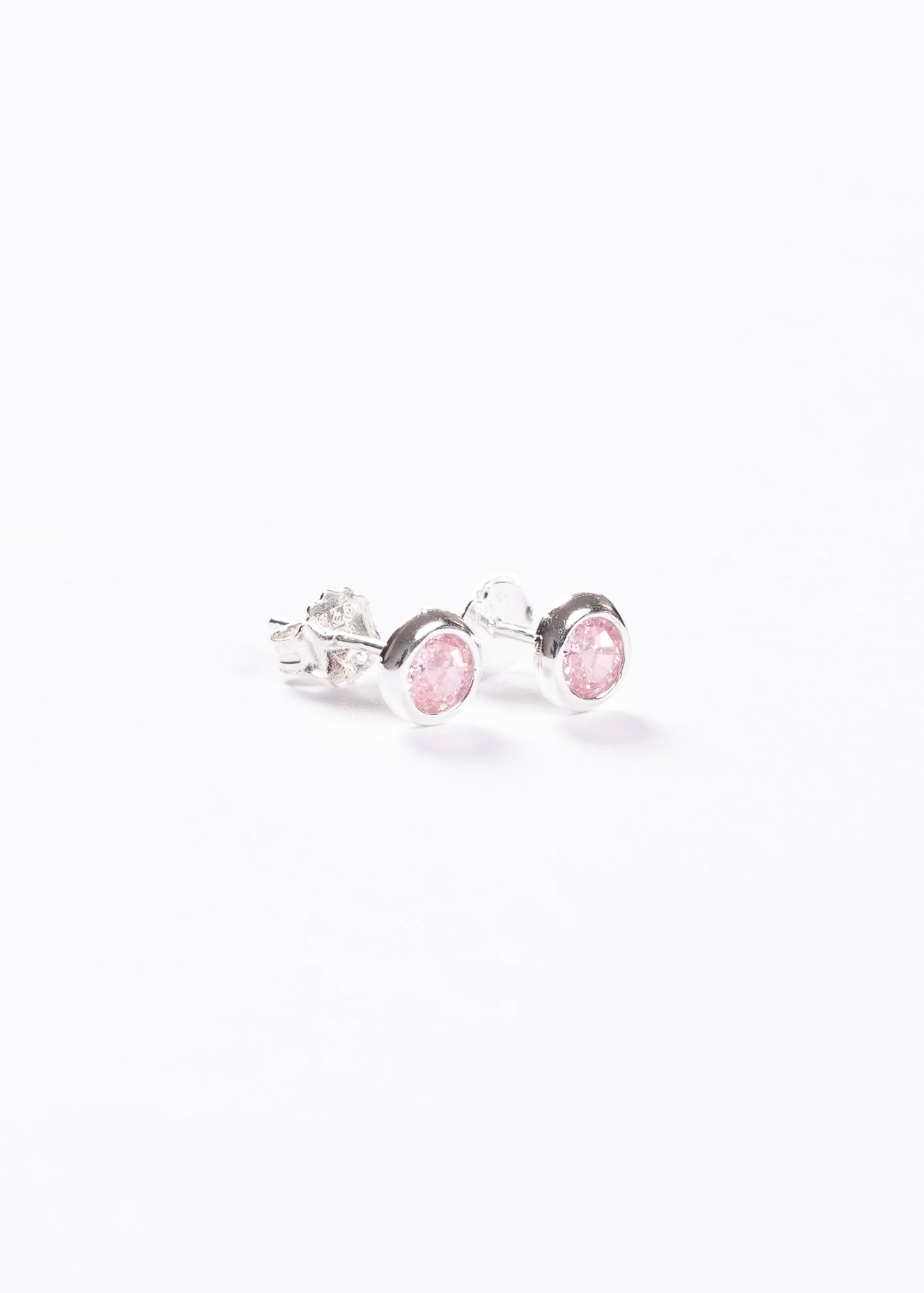 Caravanas punto luz rosa 6mm plata 925