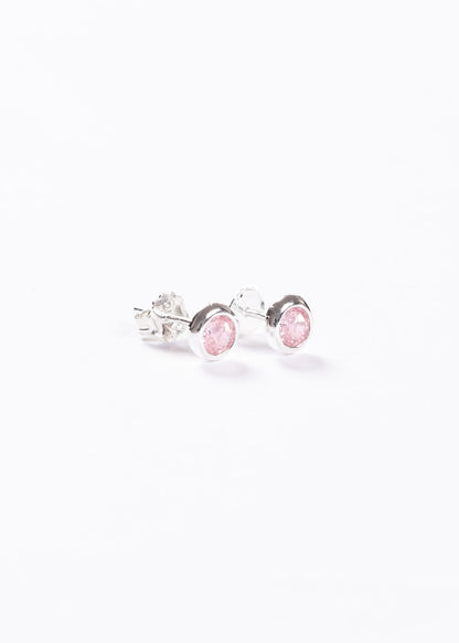 Caravanas punto luz rosa 6mm plata 925